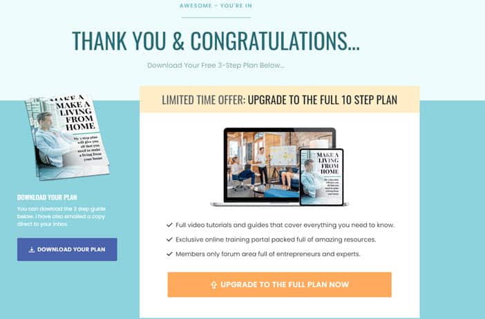 affiliate marketing email thank you page
