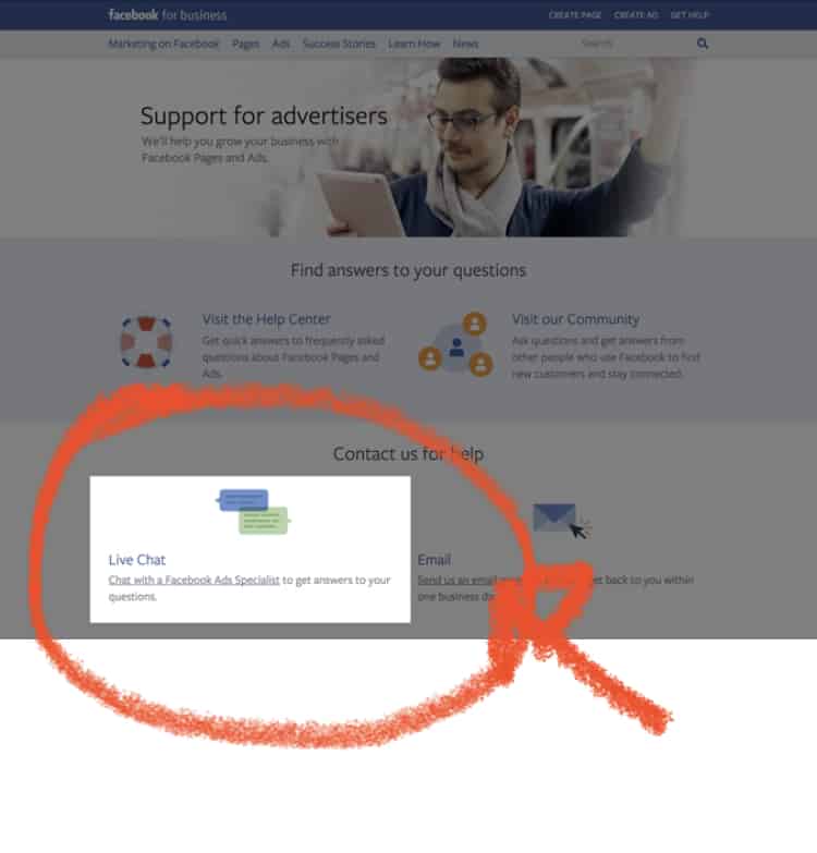 if you have a live chat option in facebook ads