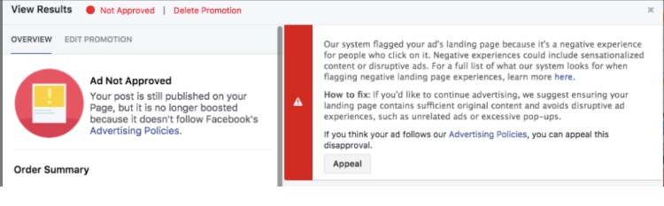 facebook ads rejected reasons