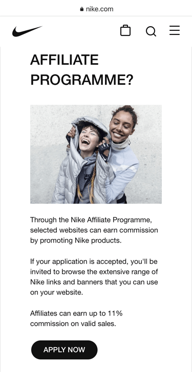 Nike affiliate program